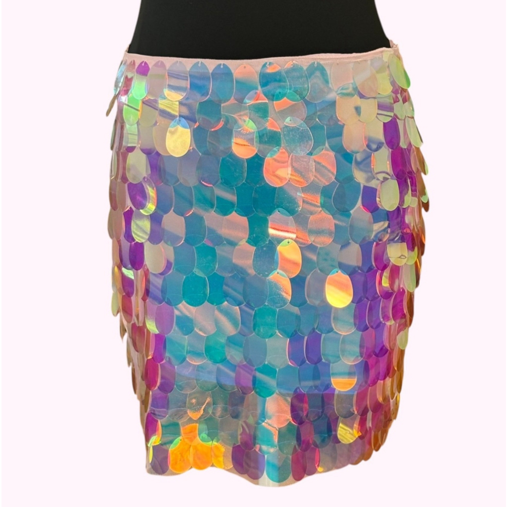 Blue B Pink Iridescent Sequin Mini Skirt Size Medium